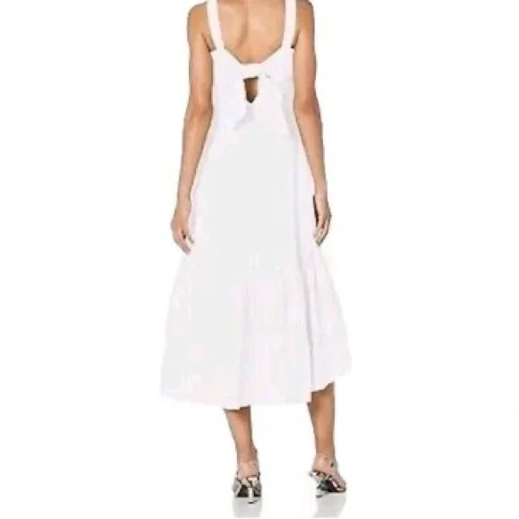 NWT THEORY Ventura Tie Back Stripe Cotton Midi Dress in white - Picture 9 of 9